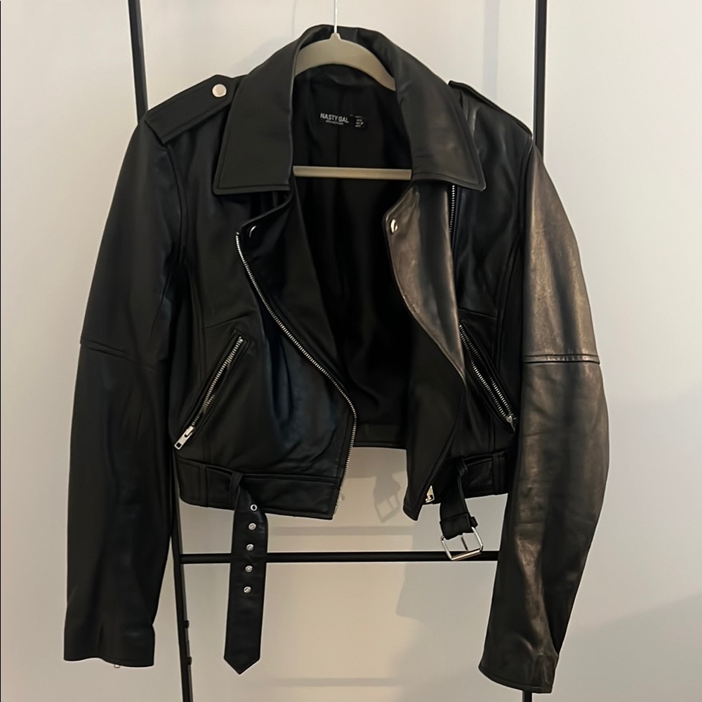 Nasty Gal 100% Belted Leather Jacket